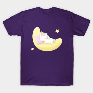 Cute Baby Unicorn Sleeping On The Moon T-Shirt